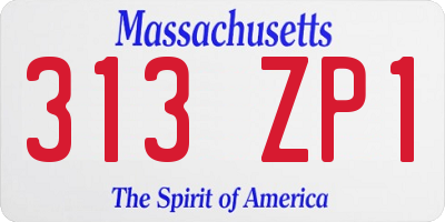 MA license plate 313ZP1