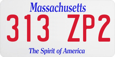 MA license plate 313ZP2