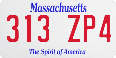 MA license plate 313ZP4
