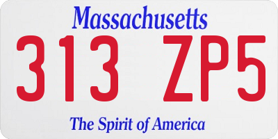 MA license plate 313ZP5