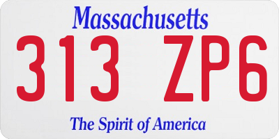 MA license plate 313ZP6