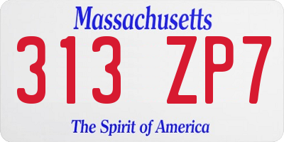 MA license plate 313ZP7