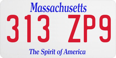 MA license plate 313ZP9