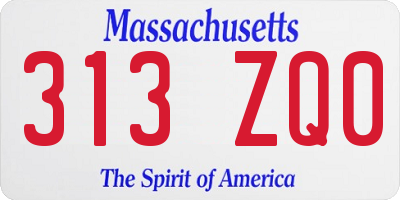 MA license plate 313ZQ0