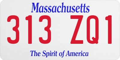 MA license plate 313ZQ1