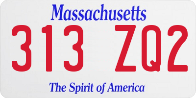MA license plate 313ZQ2