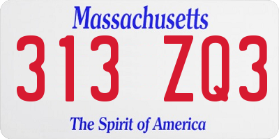 MA license plate 313ZQ3