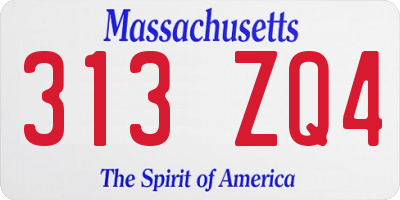 MA license plate 313ZQ4