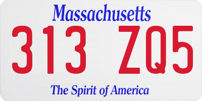 MA license plate 313ZQ5