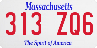 MA license plate 313ZQ6