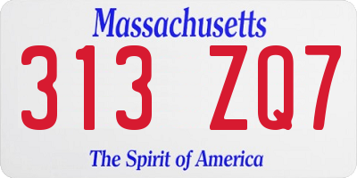MA license plate 313ZQ7