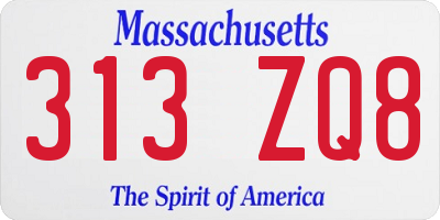 MA license plate 313ZQ8