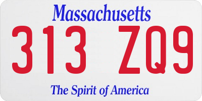MA license plate 313ZQ9