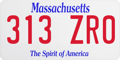 MA license plate 313ZR0
