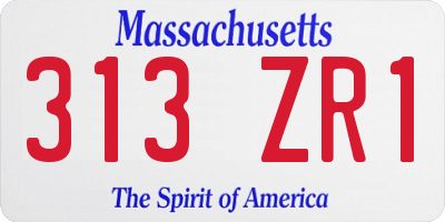 MA license plate 313ZR1