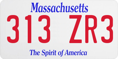 MA license plate 313ZR3