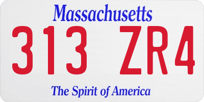 MA license plate 313ZR4