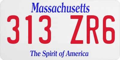 MA license plate 313ZR6