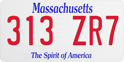 MA license plate 313ZR7