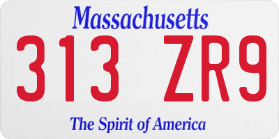 MA license plate 313ZR9