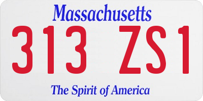MA license plate 313ZS1