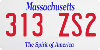 MA license plate 313ZS2
