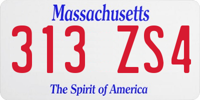MA license plate 313ZS4