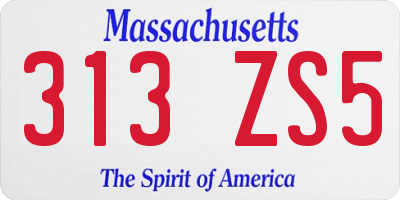 MA license plate 313ZS5