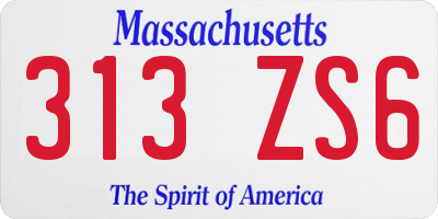 MA license plate 313ZS6