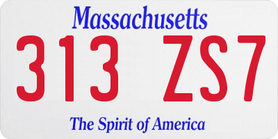 MA license plate 313ZS7