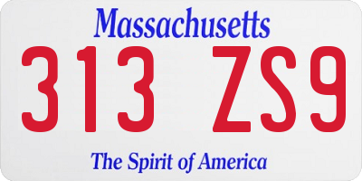 MA license plate 313ZS9