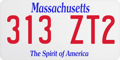 MA license plate 313ZT2