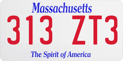 MA license plate 313ZT3