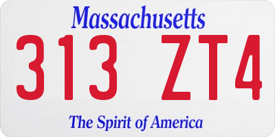 MA license plate 313ZT4