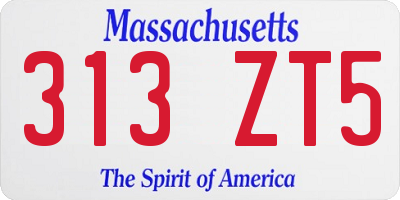 MA license plate 313ZT5