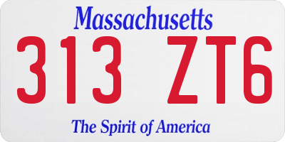 MA license plate 313ZT6