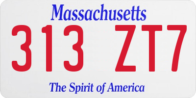 MA license plate 313ZT7