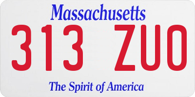 MA license plate 313ZU0