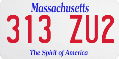 MA license plate 313ZU2