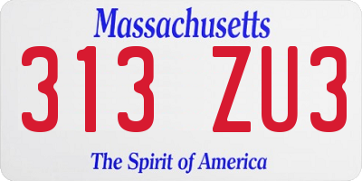 MA license plate 313ZU3