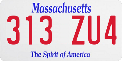 MA license plate 313ZU4