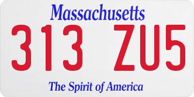 MA license plate 313ZU5