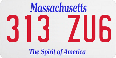 MA license plate 313ZU6