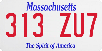 MA license plate 313ZU7