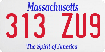 MA license plate 313ZU9
