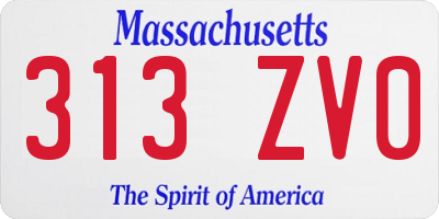 MA license plate 313ZV0