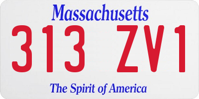 MA license plate 313ZV1