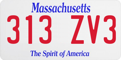 MA license plate 313ZV3