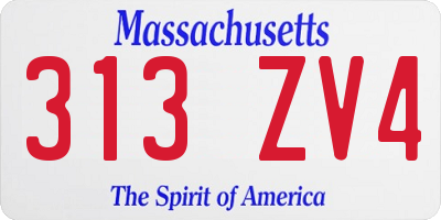 MA license plate 313ZV4