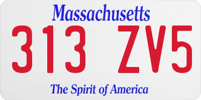 MA license plate 313ZV5